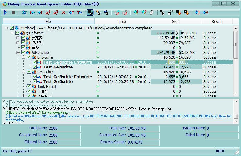 Synchronizing Outlook with SFTP folder with Umlauts characters