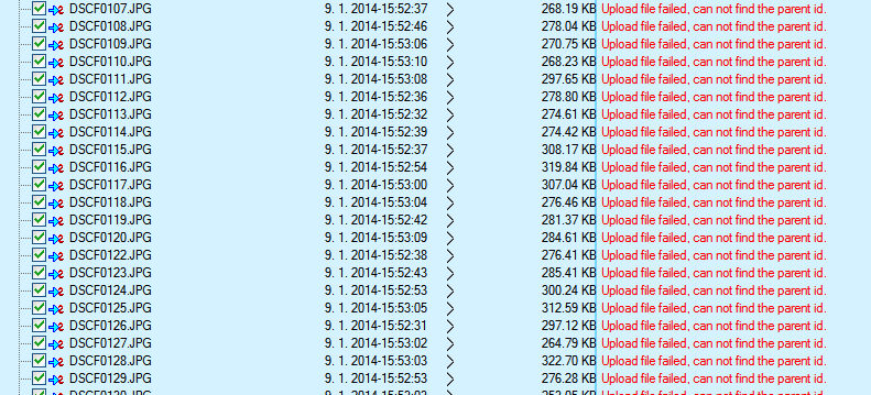 Upload file files, can not find the parent id