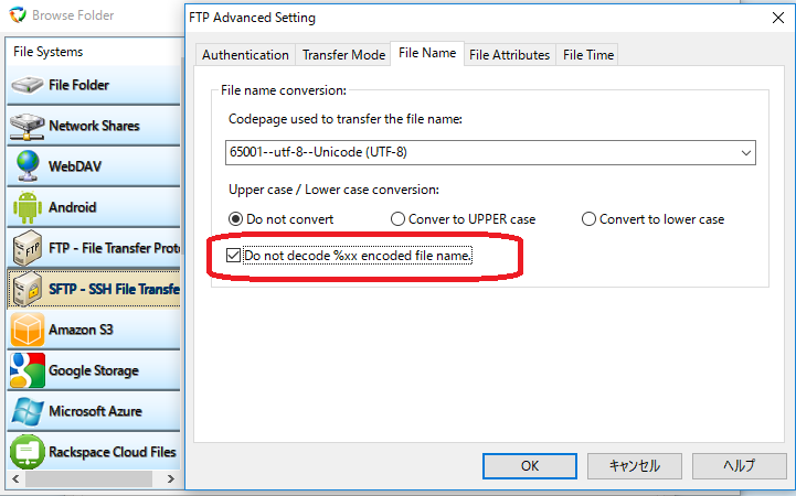 FTP advanced setting