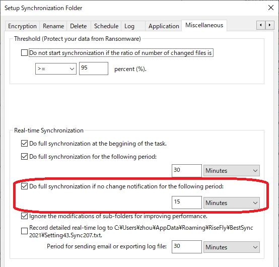 Realtime Synchronization Period