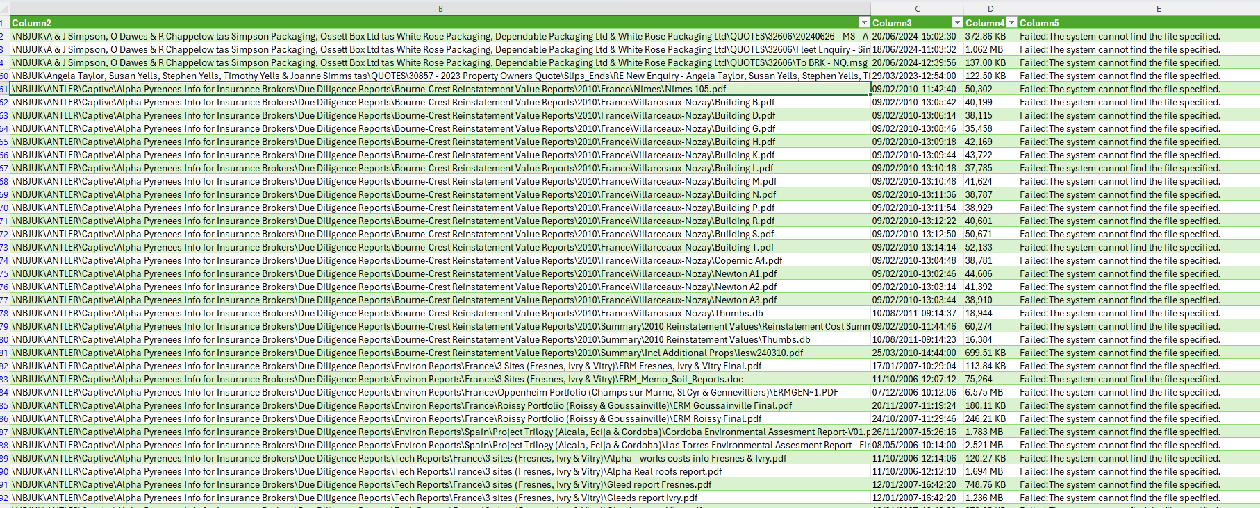 Snapshot of Log file