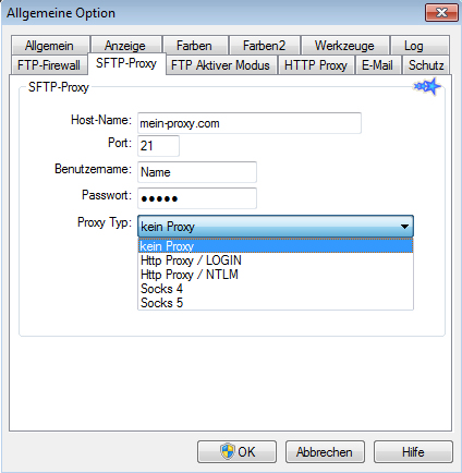 SFTP proxy setting